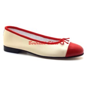 Ballerine en cuir beige rouge- Nory