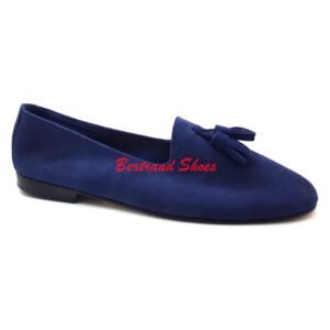 Mocassins a pompons en daim - Dani - Bleu