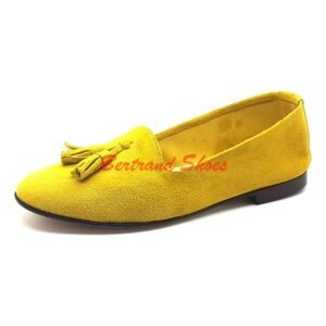 Mocassins a pompons en daim - Dani - Jaune