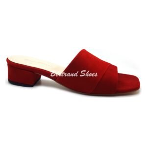 Sandales talon carré en daim rouge - Zara2