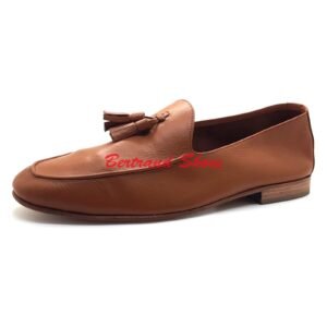 Mosassins avec pompons en cuir - Tony - Camel